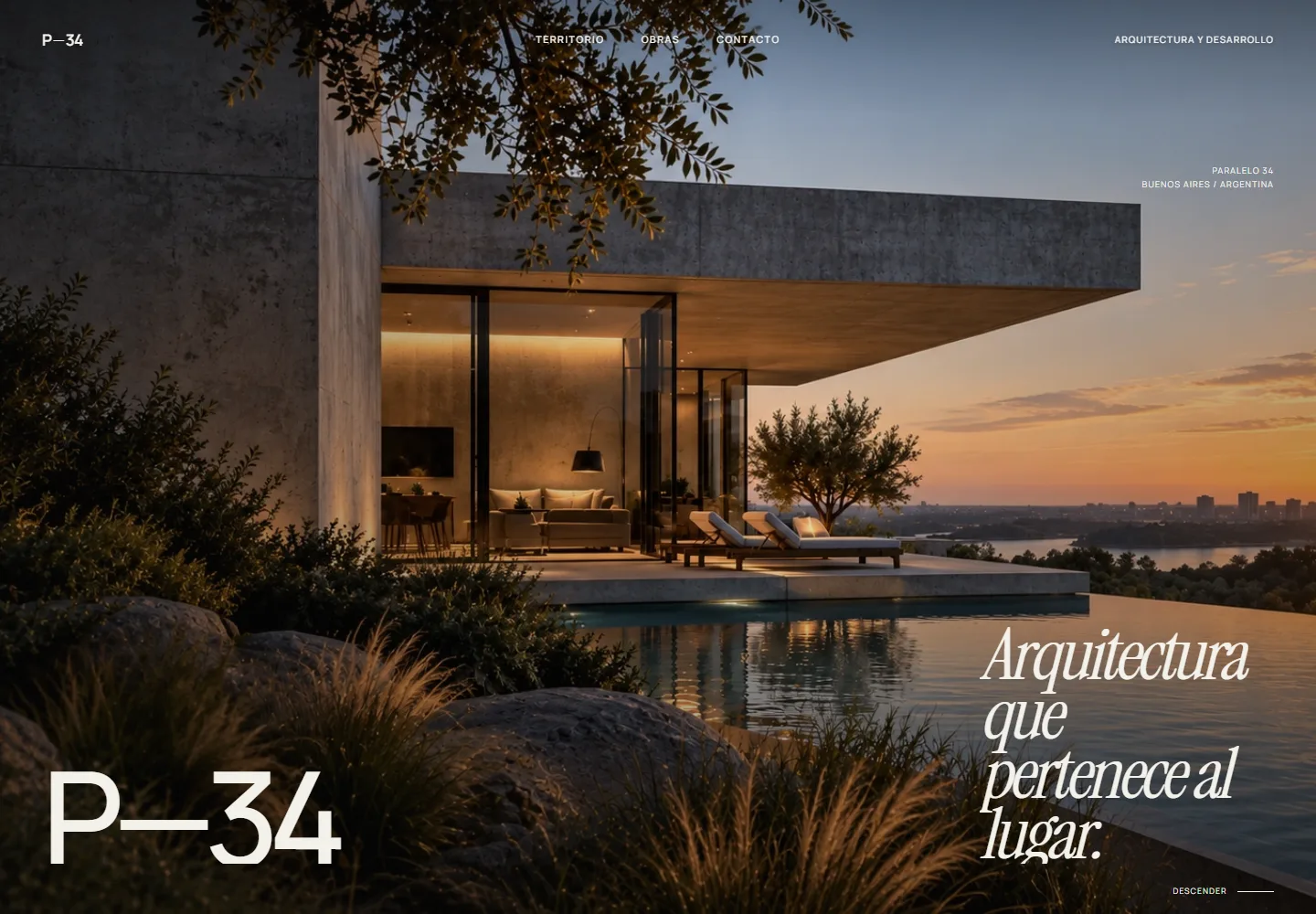 Portada desktop del proyecto conceptual Paralelo 34